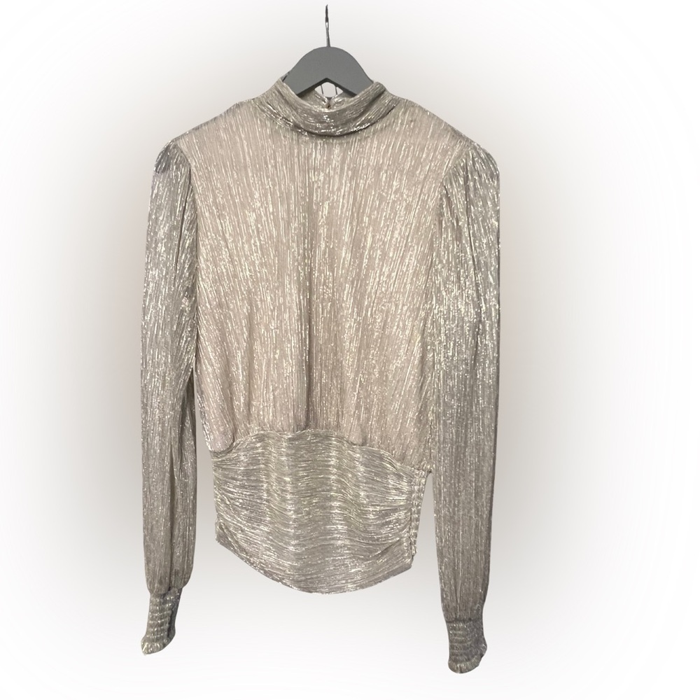 Bailey 44 Gold Metallic Long Sleeve High Neck  Top Size S Wedding Guest Formal
